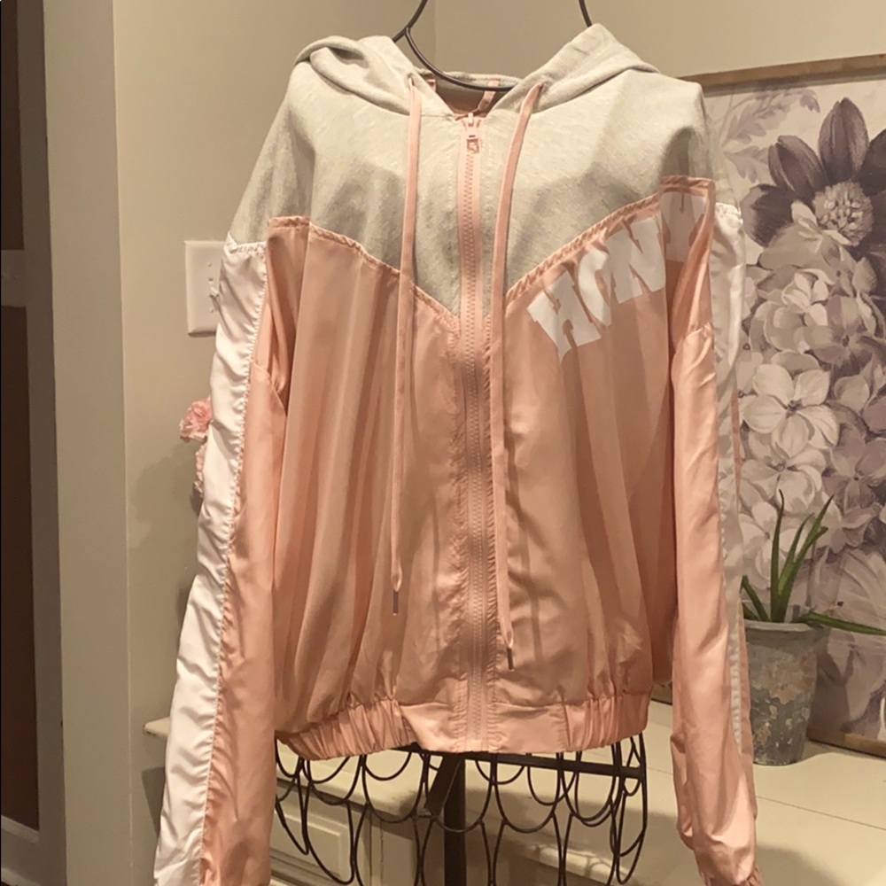 Pink and Gray jacket with hood